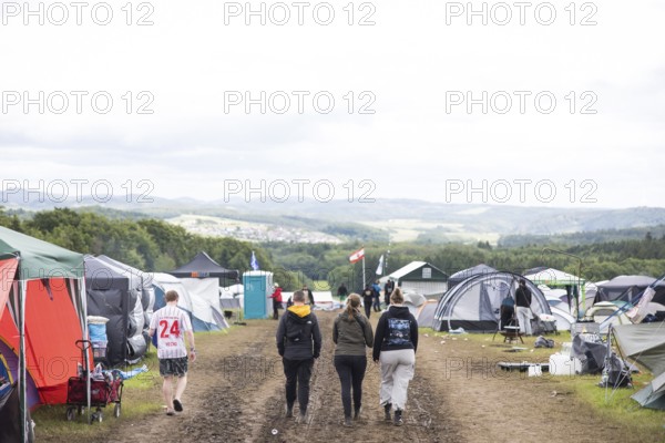 Festival visitors on a campsite at the Rock am Ring Festival on Saturday, Nürburgring race track race track, 07.06.2025
