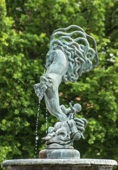 Bäckahästen, The Creek Horse, a mythological animal that is a fountain in Ystad, Skåne County, Sweden, Scandinavia