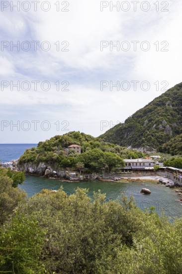 Natural harbour of Damouchari on the Aegean Sea, Pelion or Pelion Peninsula, Magnisia, Thessaly, Greece