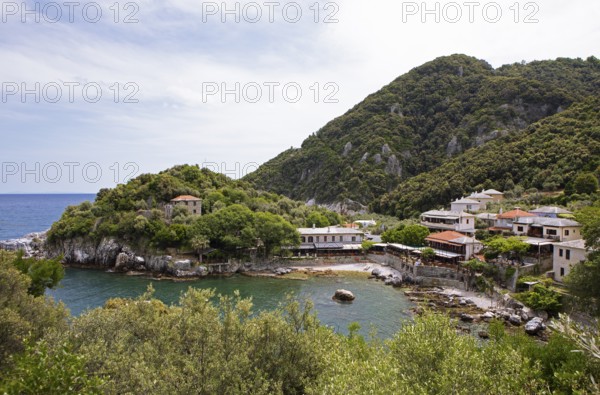 Natural harbour of Damouchari on the Aegean Sea, Pelion or Pelion Peninsula, Magnisia, Thessaly, Greece