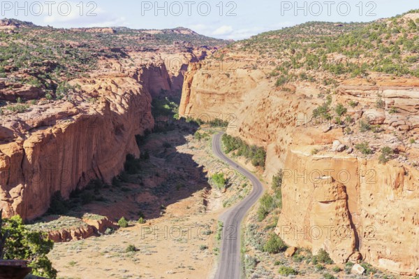 Road winding up canyon, Grand Staircase Escalante National Monument, Utah, USA, North America