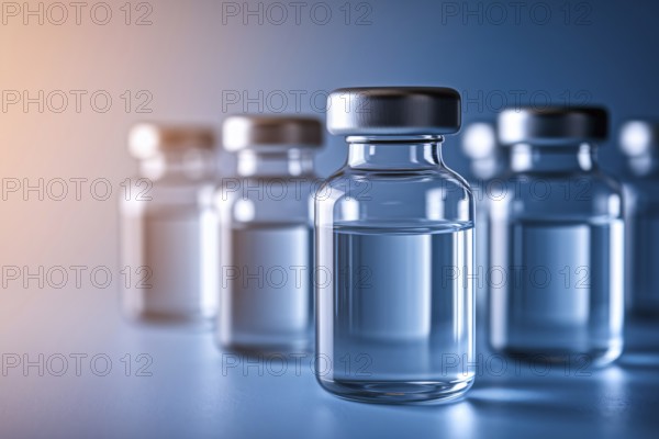 Close up of vials with clear liquid. Generative AI, AI generated