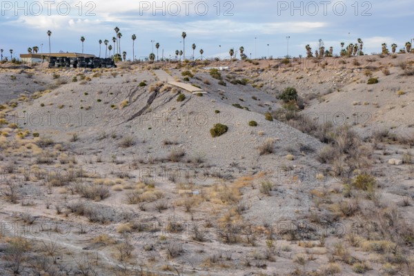 Stacks of old rubber tires in the desert at Echo Bay, Nevada, USA