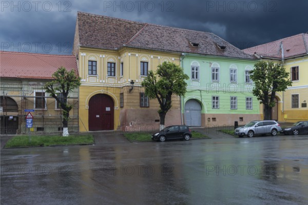 Restored residential buildings in Medias, Romania