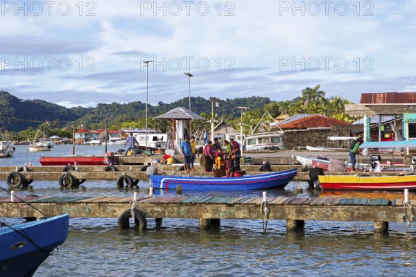 Harbour in Livingston on the Rio Dulce River, Izabal Department, Guatemala