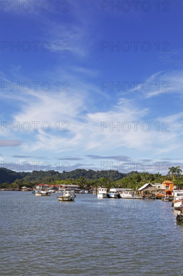 Harbour in Livingston on the Rio Dulce River, Izabal Department, Guatemala