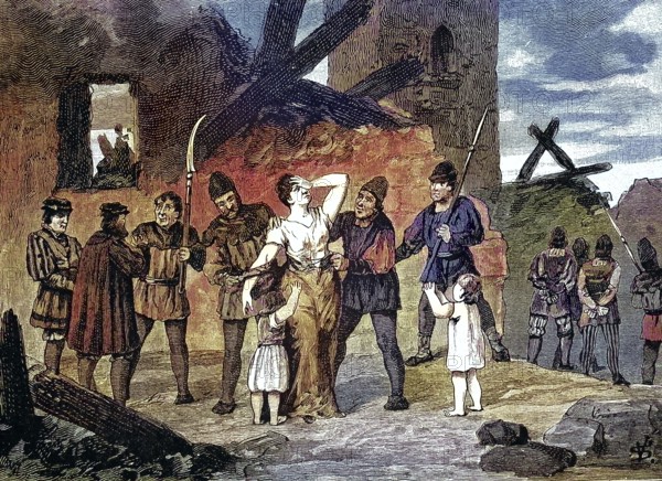 German Peasants' War, 1524-1526, After the Capture of the City of Lauda/German Peasants' War, After the Capture of the Town of Lauda, historical, digitally restored reproduction of an original model from the 19th century, exact original date unknown, subsequently colored