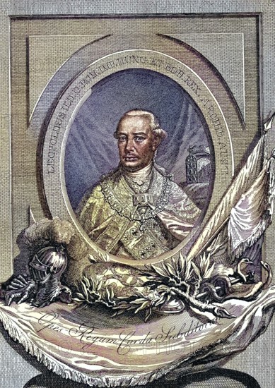 Leopold II (born 5 May 1747, died 1 March 1792) was Archduke of Austria from the House of Habsburg-Lorraine. March 1792) was Archduke of Austria from the House of Habsburg-Lorraine, Grand Duke of Tuscany from 1765 to 1790, Emperor of the Holy Roman Empire from 1790 to 1792 and King of Bohemia, Croatia and Hungary / Leopold II (born May 5, 1747, died March 1, 1792) was Archduke of Austria from the House of Habsburg-Lorraine, Grand Duke of Tuscany from 1765 to 1790, and Holy Roman Emperor and King of Bohemia, Croatia, and Hungary from 1790 to 1792, Historical, digitally restored reproduction of an original from the 19th century, exact original date unknown. century, exact original date unknown, coloured afterwards