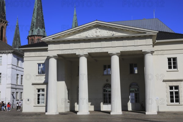 Castle Square with Castle Guard and St. Lambert's Church in the background, Lower Saxony, Germany