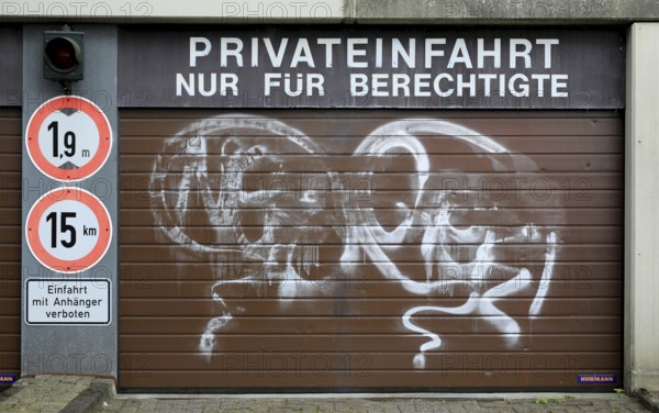 Property damage, smudges on a garage door