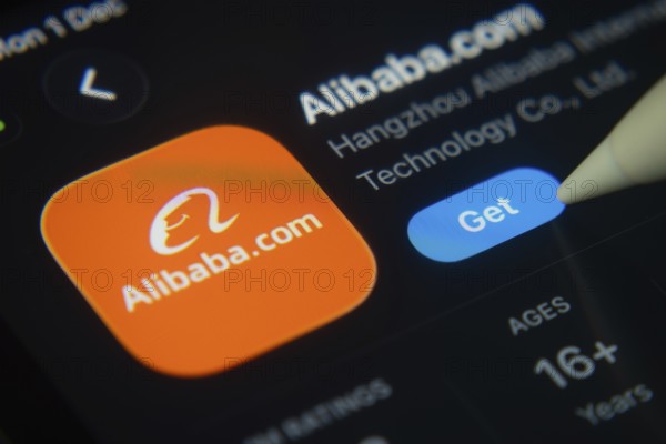 Dhaka, Bangladesh- 01 Dec 2025: A close-up of the Alibaba app icon in the App Store on an iPad screen