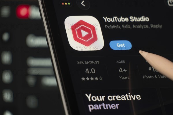 Dhaka, Bangladesh- 24 Oct 2025: A iPad screen displaying the Youtube Studio app on App store