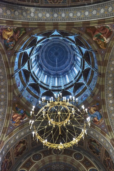 Ceiling dome with chandelier in the Archbishop's Residence of the National Yuri Fedkowych University, founded 1875, Czernowicz, Ukraine