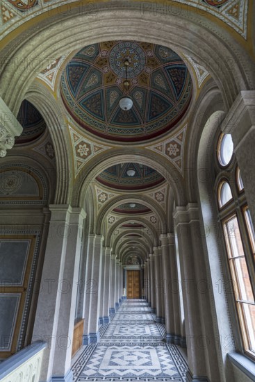 Hallway with vaulted ceilings in the National Yuri Fedkovych University, founded in 1875, Czernowicz, Ukraine