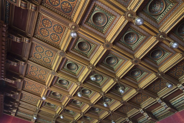 Cassette ceiling in a lecture hall of the National Yuri Fedkovych University, founded in 1875, Czernowicz, Ukraine