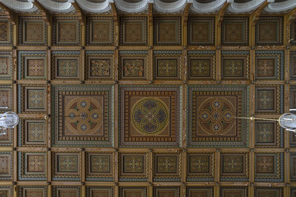 Cassette ceiling in a lecture hall of the National Yuri Fedkovych University, founded in 1875, Czernowicz, Ukraine