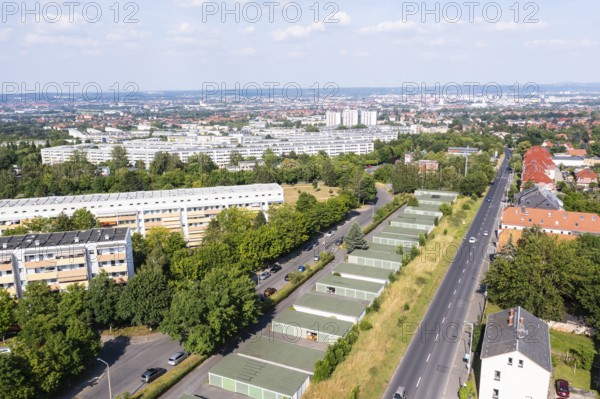 Aerial view of Gorbitz prefabricated housing estate, Dresden, Saxony, Germany