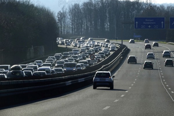 Highway with a long traffic jam, Germany