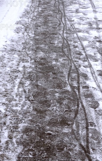 Traces in snow, winter, Germany