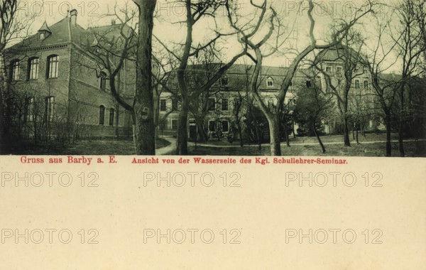 Historical postcard around 1900, Barby a.E, in the Salzlandkreis district in Saxony-Anhalt, Germany, digital reproduction of a historic postcard, public domain, from that time, exact date unknown