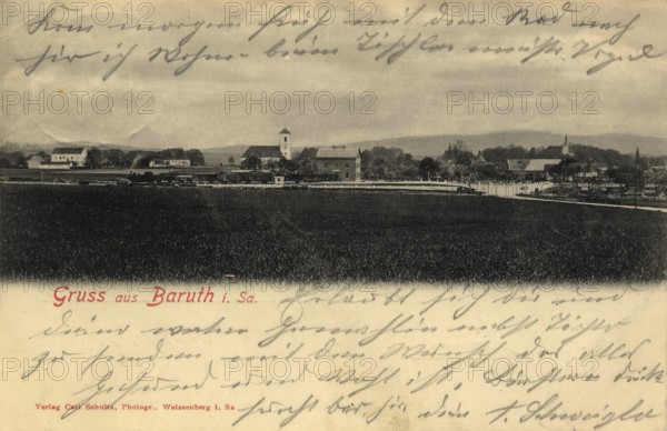 Historical postcard around 1900, Baruth in Saxony, Kirchdorf in the east of the Saxon district of Bautzen, Germany, digital reproduction of a historical postcard, public domain, from that time, exact date unknown