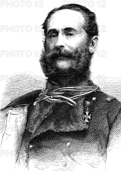 Ludwig Karl Wilhelm Freiherr von Gablenz, 1814-1874, was an Austrian cavalry general, woodcut from 1864