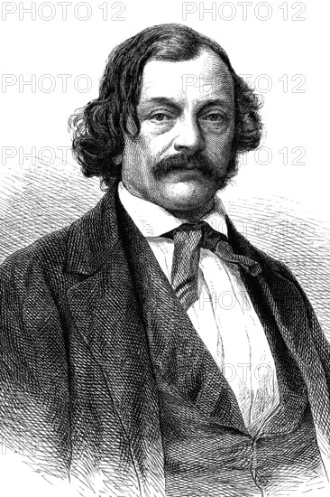 Hermann Marggraff, 1809-1864, was a German writer, journalist and literary critic, woodcut from 1864
