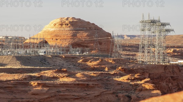 Page, Arizona - Electrical transmission equipment at the Glen Canyon Dam. The dam's water reservoir is only 27 percent full, endangering the continued production of hydroelectricity