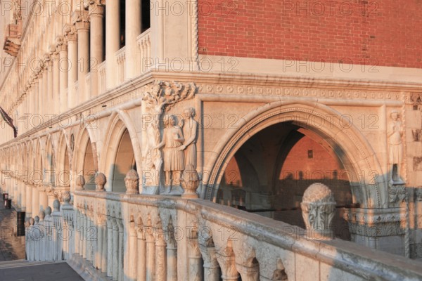 Doge's Palace, corner chapter of Noah's drunkenness with his sons Sem, Ham and Japhet, San Marco, Venice, Veneto, Italy