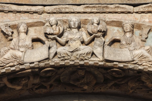 Figurative depiction on the façade of the west portal of the Basilica di San Marco, Venice, Veneto, Italy