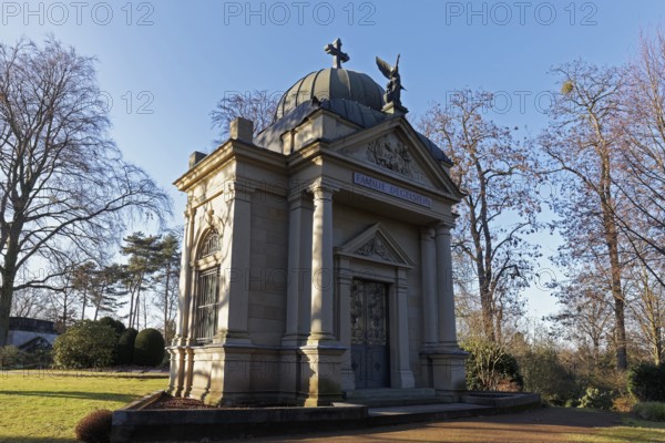Pompous mausoleum of the Degelstein family, Nordfriedhof Düsseldorf, North Rhine-Westphalia, Germany