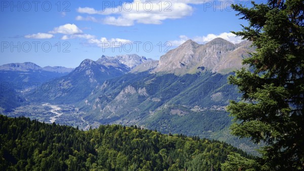 Impressive mountain landscape surrounded by green forests and clear skies, Peaks of the Balkans, Montenegro