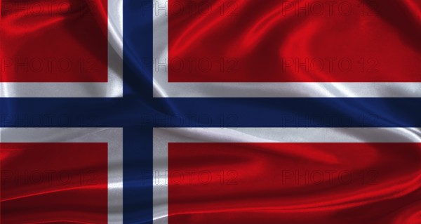 Norway flag with cloth textured background. National flag of Norway with realistic texture