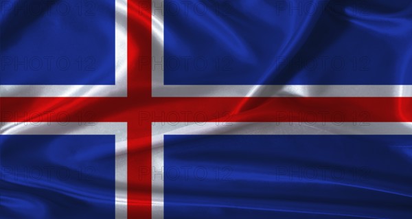 National flag of Iceland with cloth texture. Iceland flag with realistic texture background