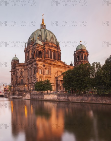 Berlin, Germany, Europe. The Berliner Dom with reflections in the river