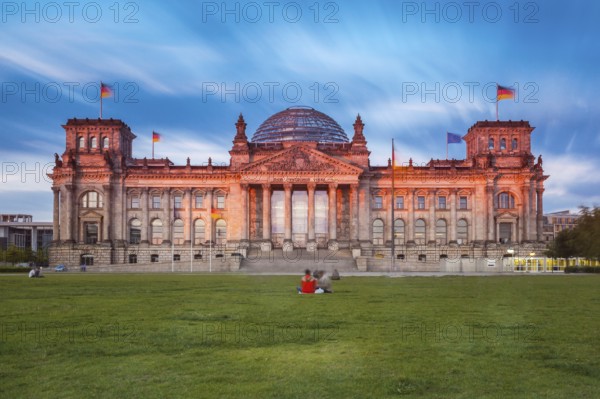 Berlin, Germany, Europe. The Bundestag in the evening light