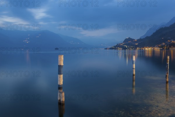 Iseo Lake, Lombardy, North Italy. Lake Iseo s placid water in the evening light