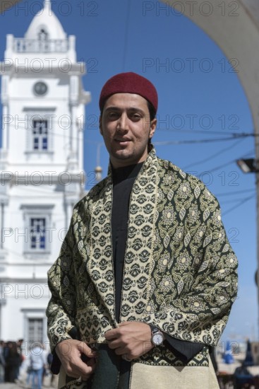 Tripoli, Libya, North Africa. A Libyan man in traditional clothes in the historic quarter