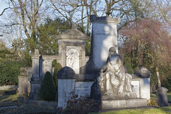 Historic burial sites on the hill of millions, Nordfriedhof Düsseldorf, North Rhine-Westphalia, Germany
