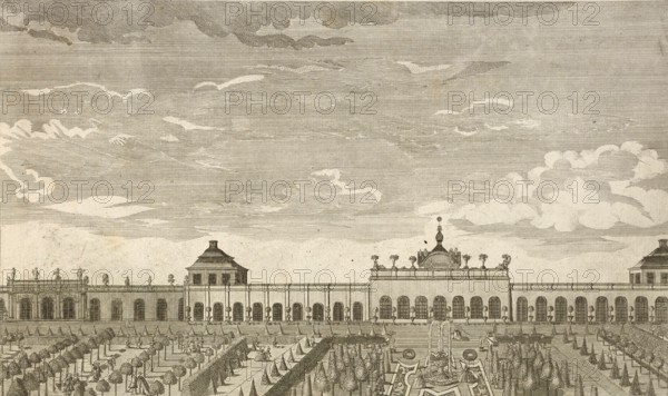 Royal pleasure palace Monbijoux in Berlin, around 1850, Germany, authentic, digitally restored reproduction from a 19th century model, exact date of depiction unknown, historical