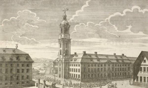 Large Friedrichs Hospital and Orphanage in Berlin, around 1850, Germany, authentic, digitally restored reproduction from a 19th century model, exact date of presentation unknown, historical