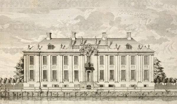 Pleasure Palace by Prince Ferdinand zu Friedrichsfelde, around 1850, Germany, authentic, digitally restored reproduction from a 19th century model, exact date of depiction unknown, historical