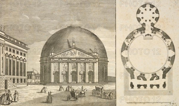 The new Catholic St. Hedwig Church in Berlin, around 1850, Germany, authentic, digitally restored reproduction from a 19th century model, exact date of depiction unknown, historical