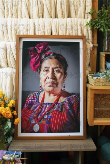 Picture of Maya Mrs. Teresa Ujpan, founder of the woman's cooperative in San Juan la Laguna, Atitlán, Sololá Department, Guatemala
