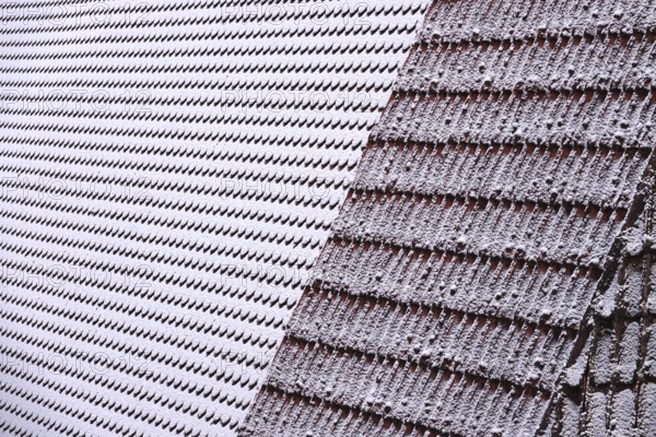 Hoarfrost and snow on roof tiles, wintertime, Germany