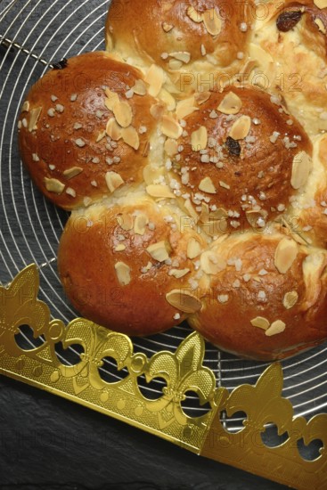 Epiphany cake with paper crown, Switzerland