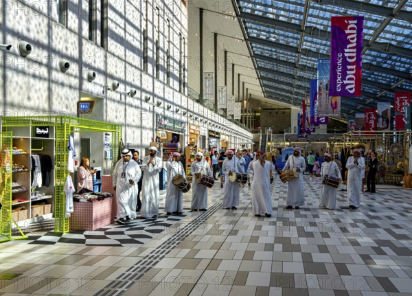 Typical national reception with orientalist music in the cruise terminal of Abu Dhabi, UAE, United Arab Emirates