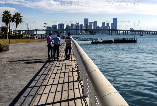 View of the skyline of Abu Dhabi from Louvre Abu Dhabi, Abu Dhabi, UAE, United Arab Emirates