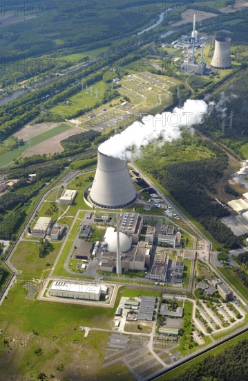 Emsland nuclear power plant, pressurized water reactor, RWE Power AG, EON Kernenergie GmbH, interim storage facility, Ems, Emsland, electricity, energy, nuclear phase-out, aerial view, aerial view