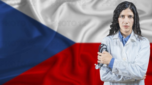 Czech national health system, Medical professional on Czech Republic flag background